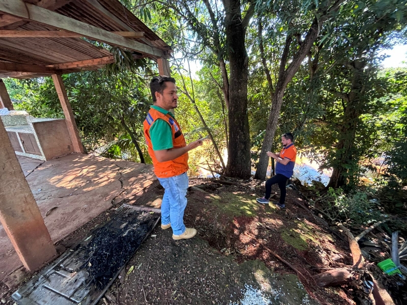 Defesa Civil Estadual realiza levantamento de danos ap�s fortes chuvas em Juscimeira.